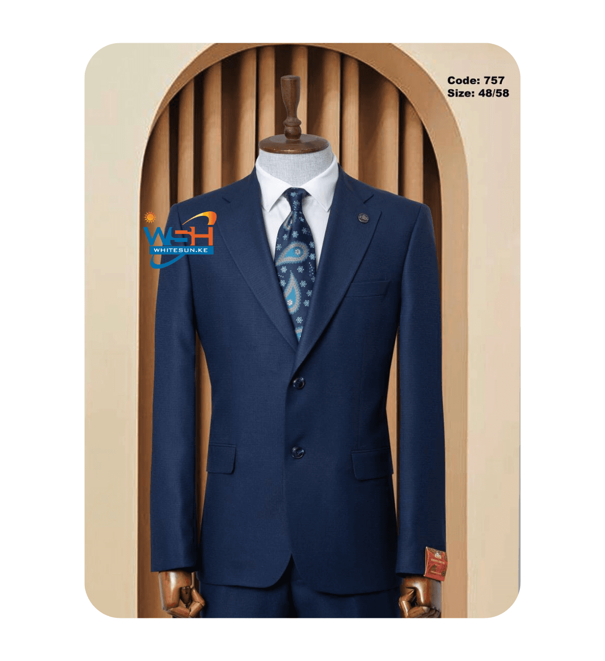 Patterned Blue Three-Piece classic Suit Thumbnail 2