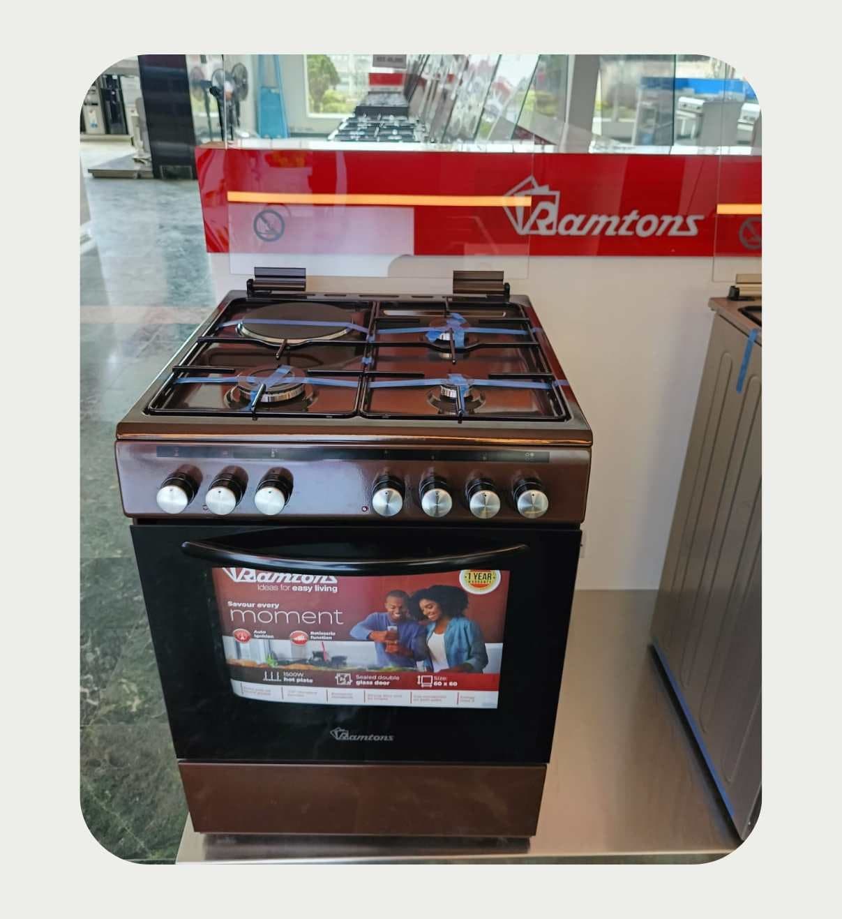 Ramtons RC/605-3G+1E 60X60 Brown Cooker (1YR WRTY) @KSH. 42000