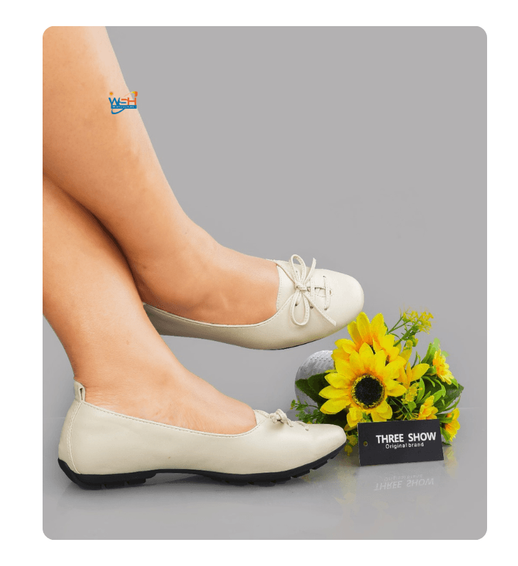 Elegant Beige Ballet Flats with Bow 1