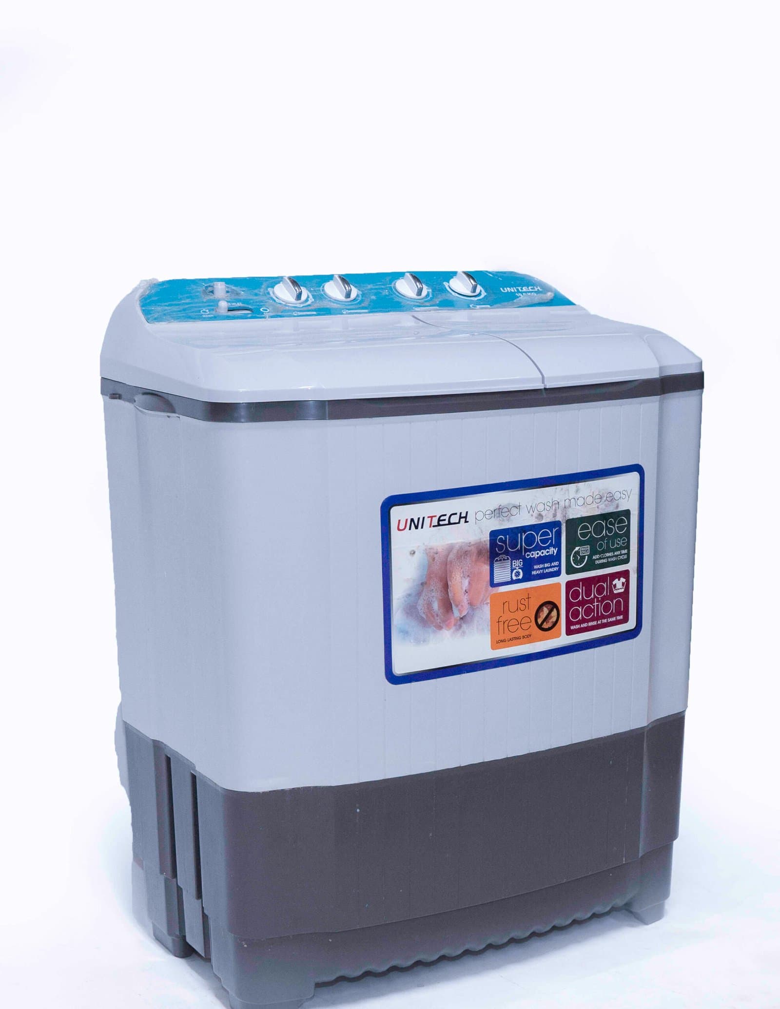 Whitesun UNITECH WM-100 10 kg Twin Tub Washing Machine – Semi-Automatic, 220 V/50 Hz, 6 kg Wash + 4 kg Spin, Compact Design Thumbnail 2