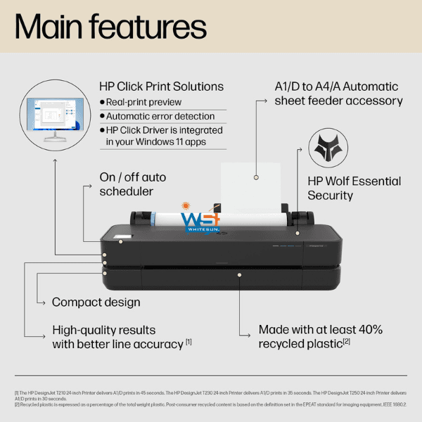 HP DesignJet T250 24-in Printer 2025 Edition with 2YR Warranty Thumbnail 7
