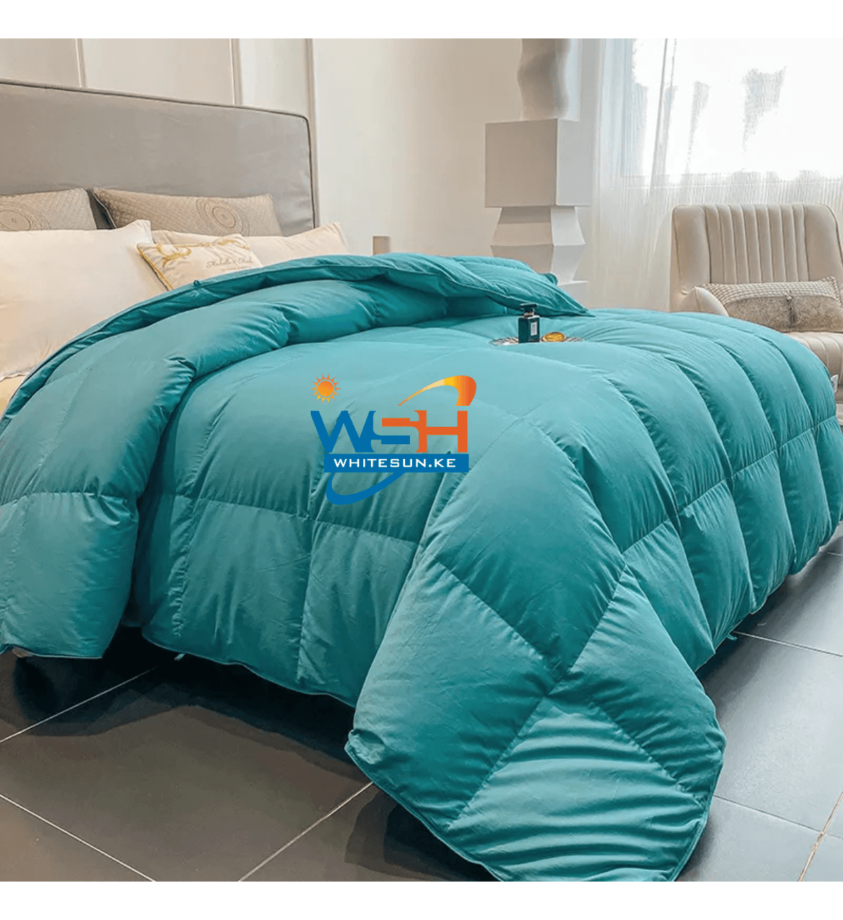 90% Goose Down & 10%Goose Feathers 100% cotton 240x220cm White Duvet. Thumbnail 3