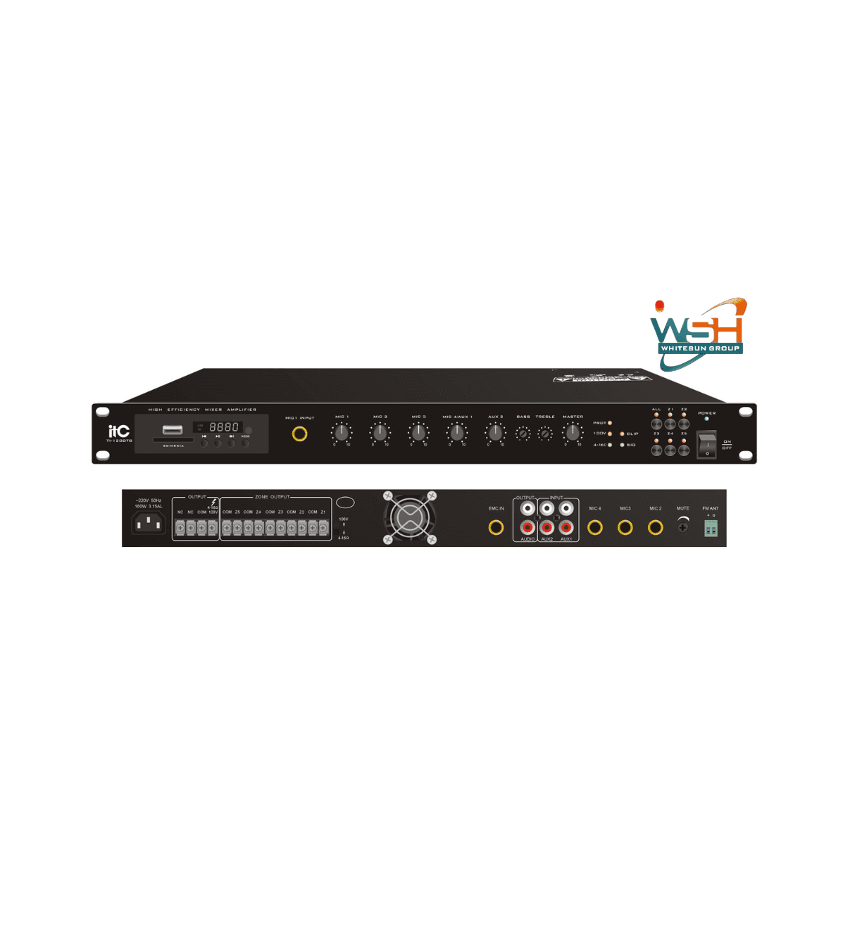TI-500DTB 5 Zones Digital Mixer Amplifier with Mp3/TUNER/Bluetooth(Phone Jack Mic Input)