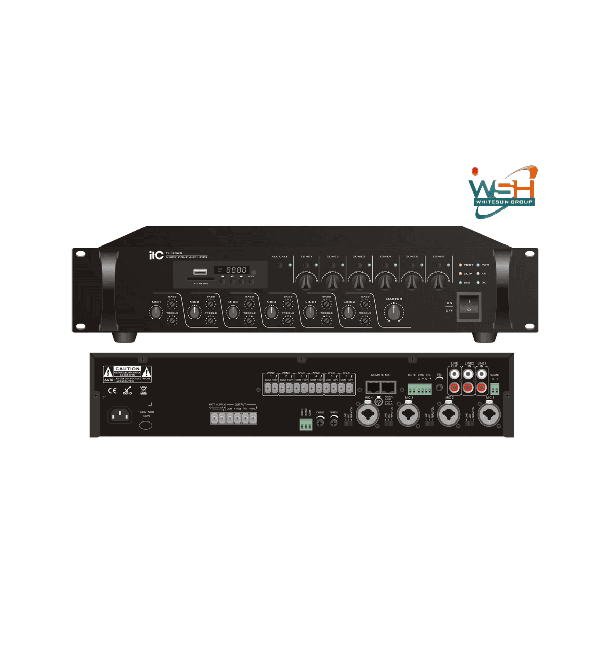 TI-3506S 6 Zones Mixer Amplifier with Mp3