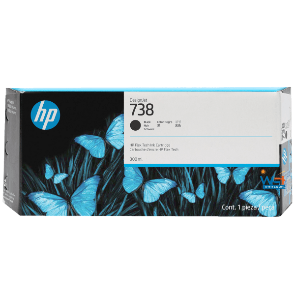 HP 738 300-ml Black DesignJet Ink Cartridge, 498N8A