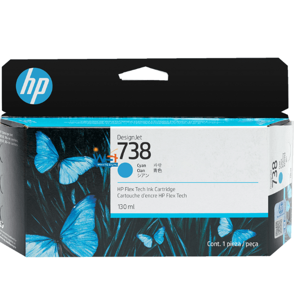 HP 738 130-ml Cyan DesignJet Ink Cartridge, 498N5A