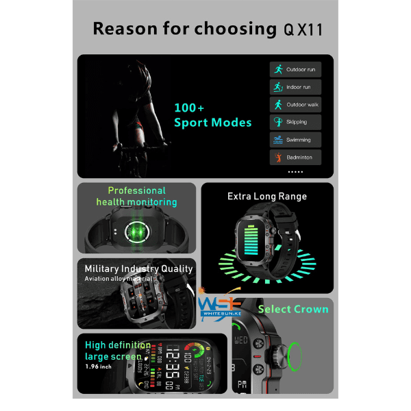 QX11 Smart Watch 1.96inch Large Screen HD Bluetooth Call SOS Voice Assistant Men Women Smartwatch Sports Fitness Tracker Thumbnail 4