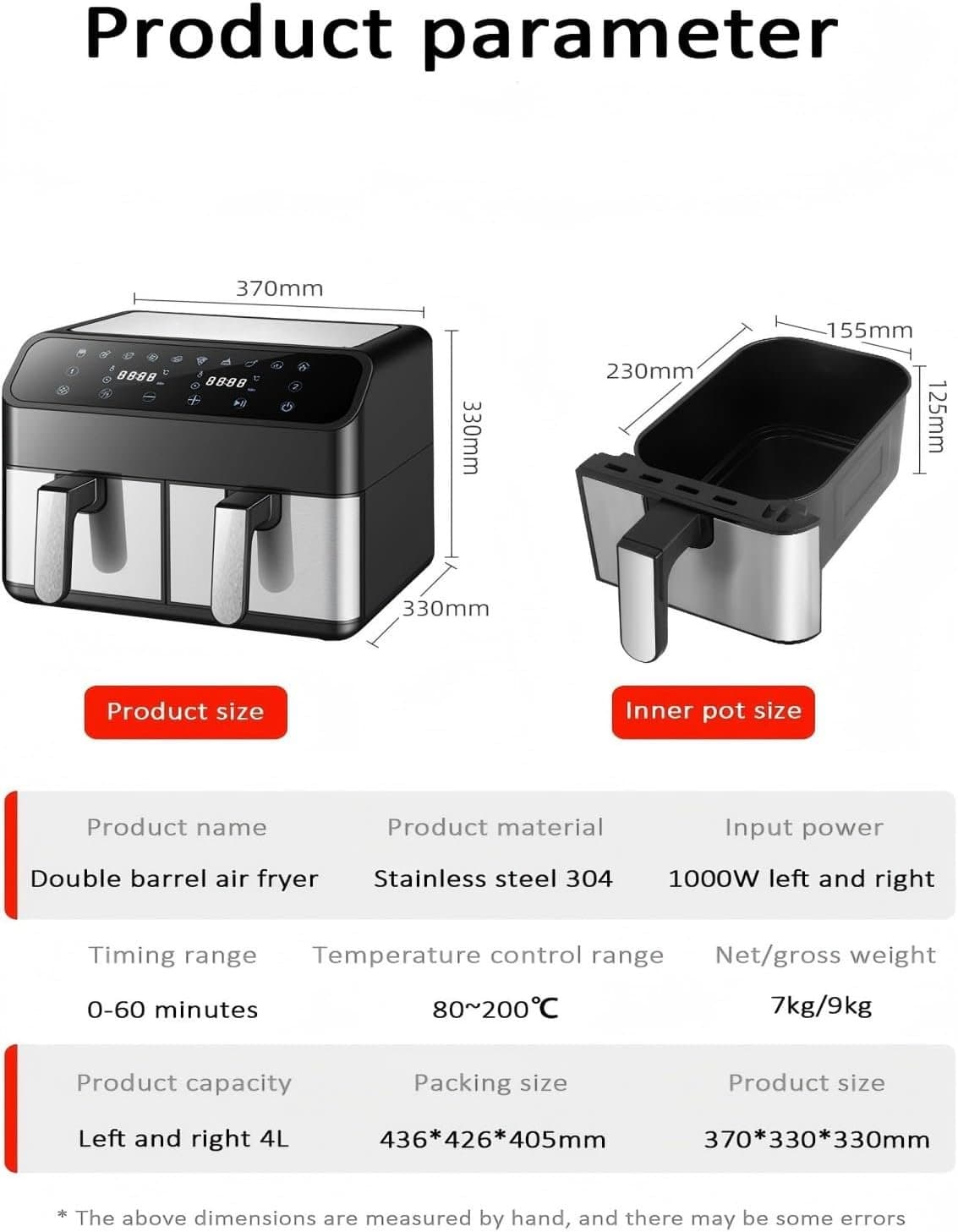 Double Door Air fryer (whitesun) Thumbnail 9
