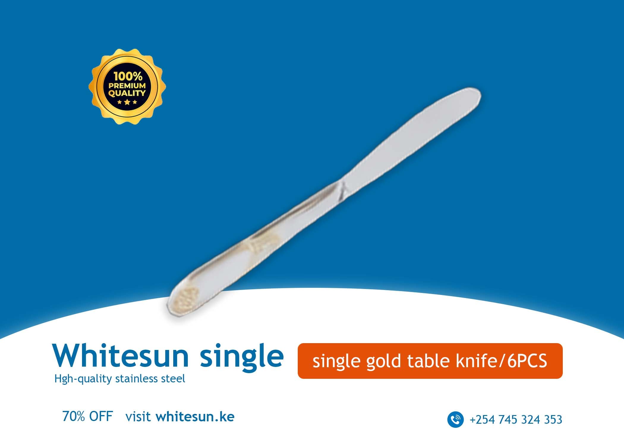 Whitesun single gold table knife/6PCS