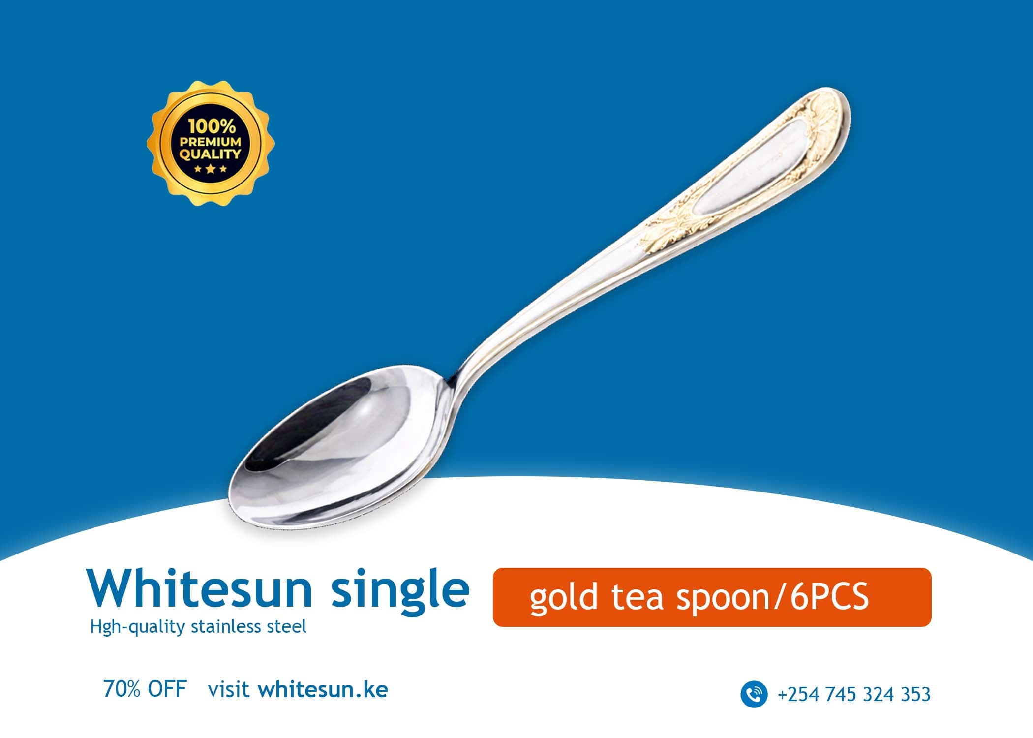 Whitesun single gold tea spoon/6PCS