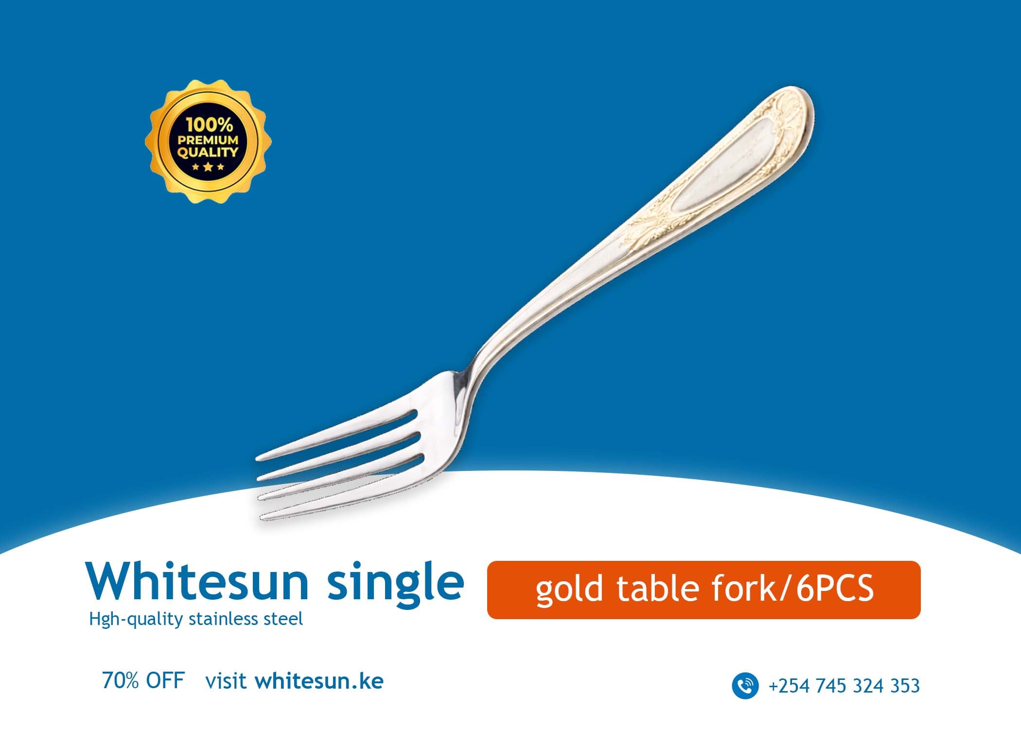 Whitesun single gold table fork/6PCS