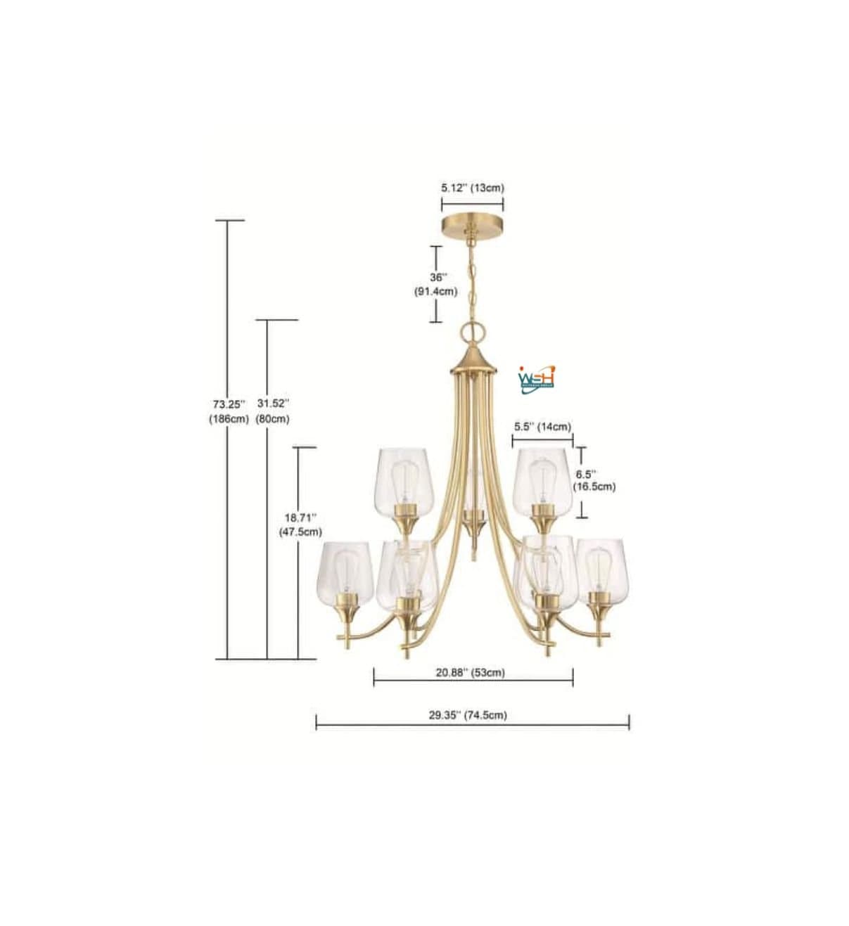 Modern Farmhouse Chandeliers 6-Light Golden