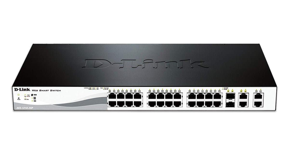 D-Link 28-Port Fast Ethernet WebSmart PoE+ Switch including 2 Gigabit BASE-T and 2 Gigabit Combo BASE-T/SFP Ports (DES-1210-28P) Thumbnail 2