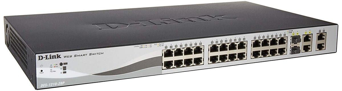 D-Link 28-Port Fast Ethernet WebSmart PoE+ Switch including 2 Gigabit BASE-T and 2 Gigabit Combo BASE-T/SFP Ports (DES-1210-28P) Thumbnail 3