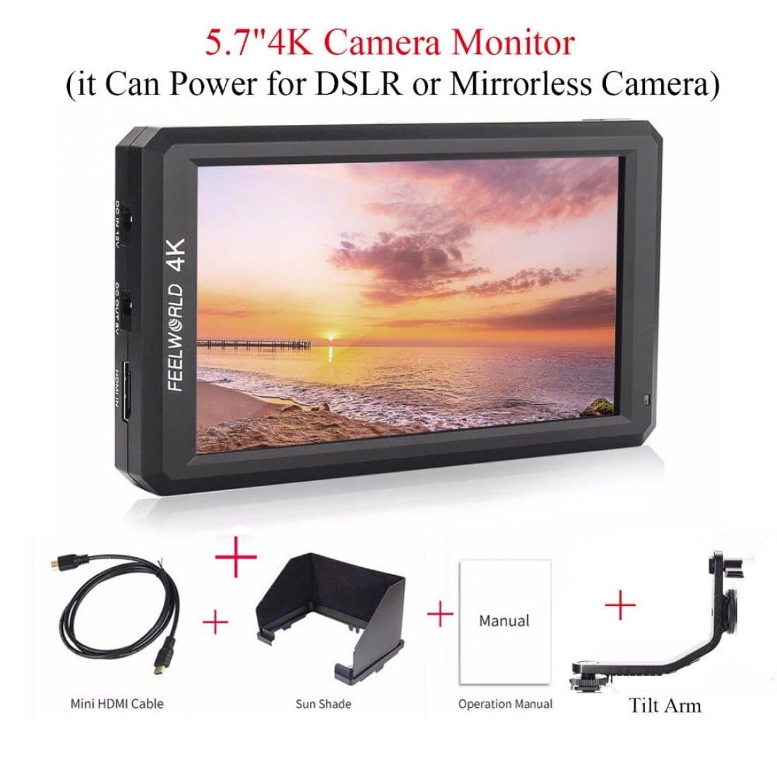 Feelworld F6 5.7inch Full HD On-Camera Monitor with 4K HDMI Support and Tilt Arm Thumbnail 6