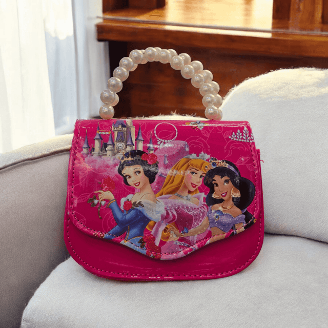 084-whitesun-kids-handbag-with-long-shoulder-strap-waterproof-cartoon-birthday-gift-for-girls-1-12-years-princess-hot-pink-handbag
