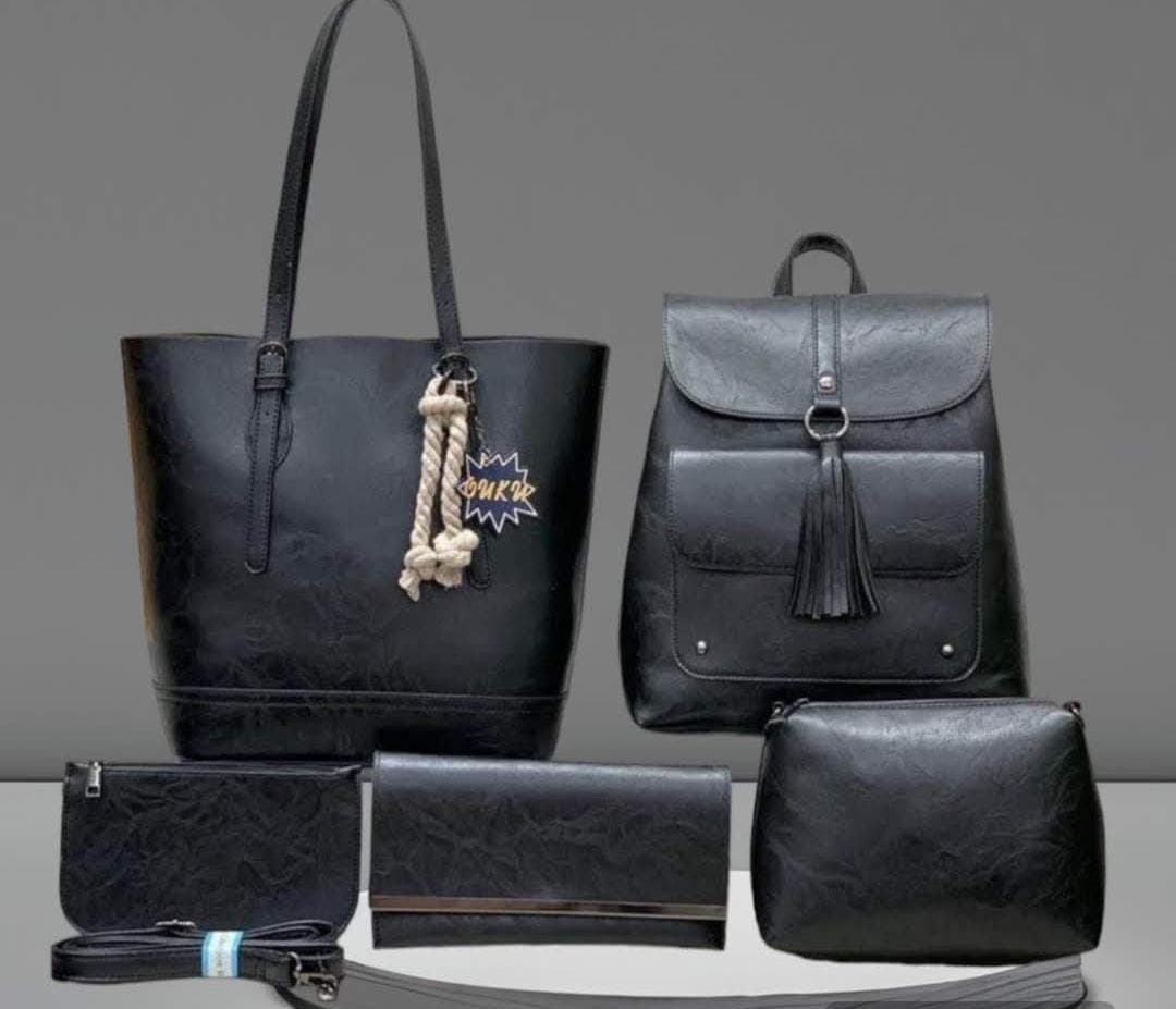 051# Whitesun 5in1 Glossy Leather Ladies Handbag with monkey bag – ideal birthday gift anniversary gift and Valentine’s Day gift idea for wife mom sister auntie girlfriend cousin grandmother