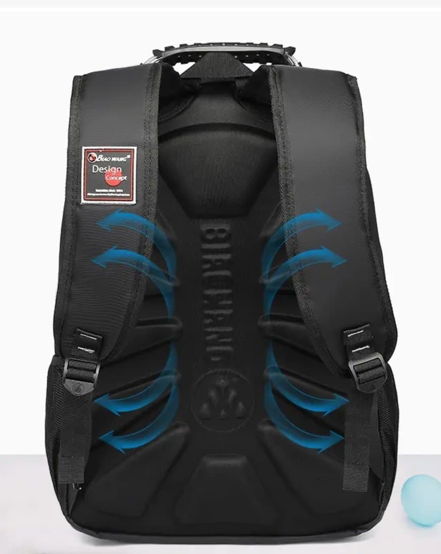 154# Whitesun Sleek Black Travel & School Backpack – Durable, Water-Resistant Bag with Padded Straps, Reflective Strip & Laptop Compartment for Men, Teens Thumbnail 3