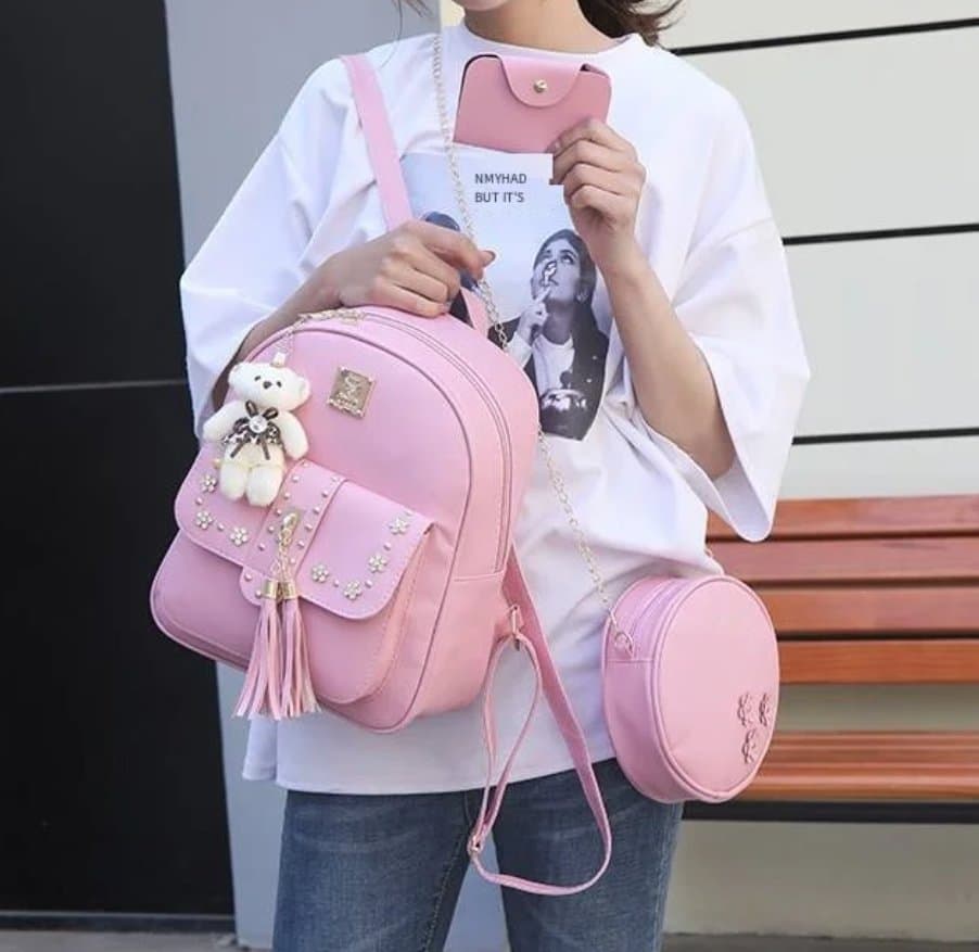 235# Whitesun Monkey bag pink for girls sling bag with gold chain and wallet birthday gift for 5yrs girls and adult women girlfriend Thumbnail 2