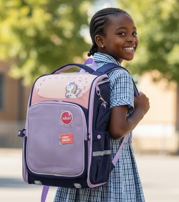 229# Whitesun Luxe Premium school bag Large capacity bag fit for girls with water bottle compartment birthday gift for daughter niece cousin granddaughter- Pink colour,,Navy blue and purple colour,, purple colour  Thumbnail 2