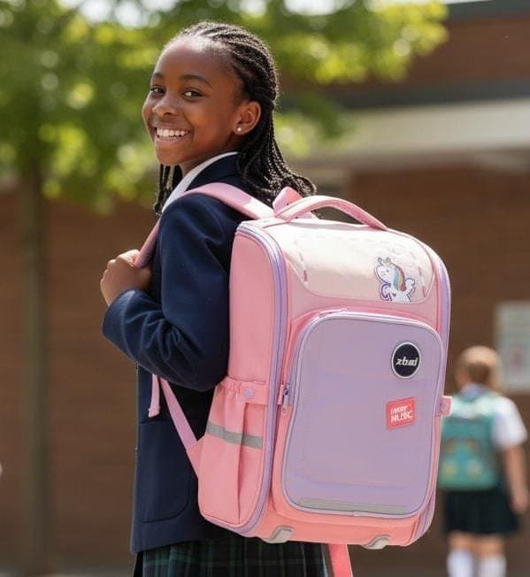 229# Whitesun Luxe Premium school bag Large capacity bag fit for girls with water bottle compartment birthday gift for daughter niece cousin granddaughter- Pink colour,,Navy blue and purple colour,, purple colour  Thumbnail 3