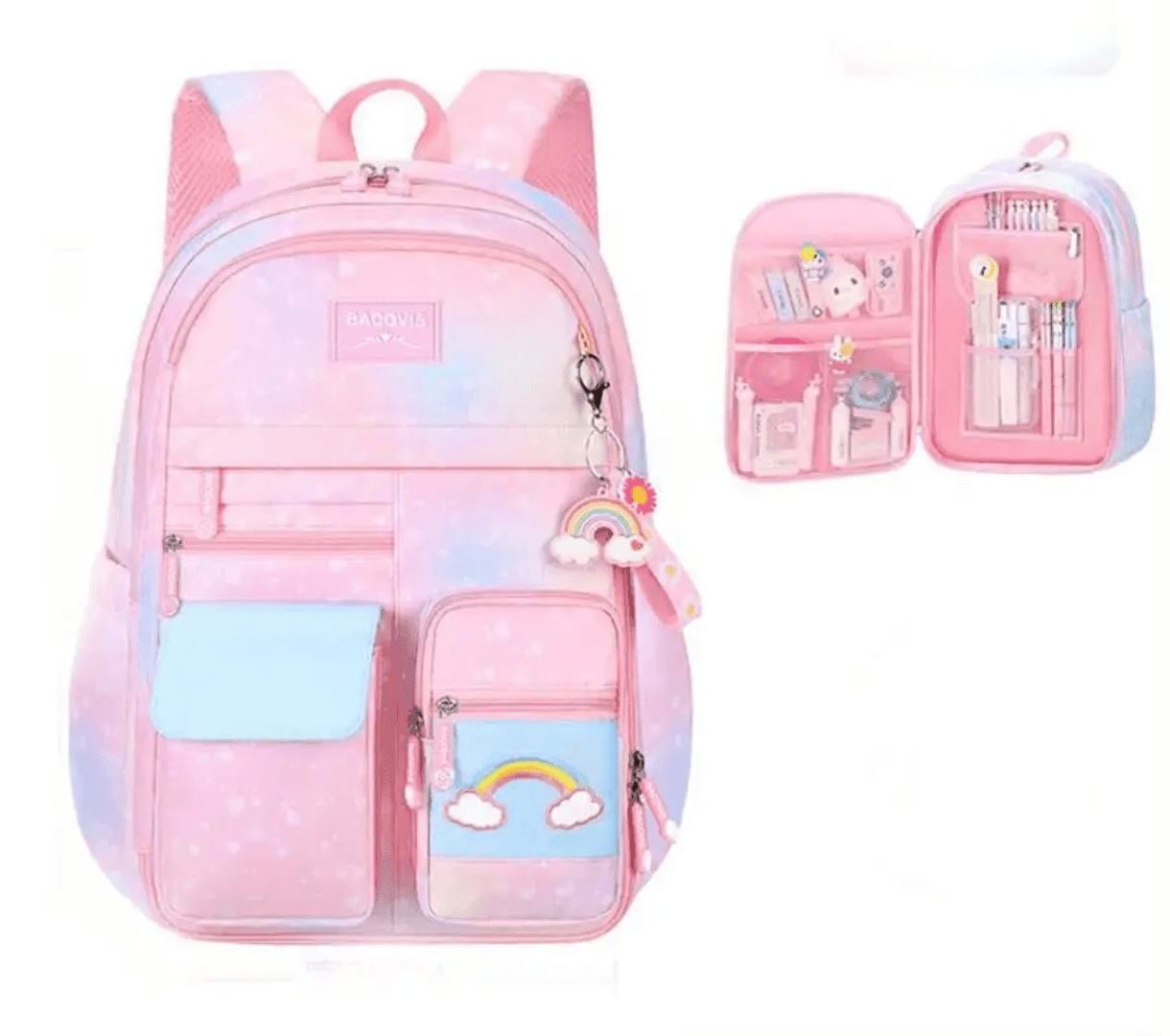 241# Whitesun Pikbear Premium Waterproof School Bag for Girls – Ideal Gift for Girls, Daughter, Niece, Cousin, Granddaughter- Pink colour Thumbnail 2