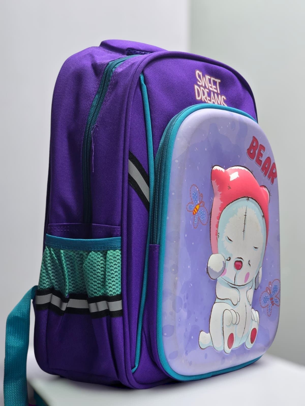 243# Whitesun Purple bear school bag for girls kindergarten bag medium size heavy material Thumbnail 2