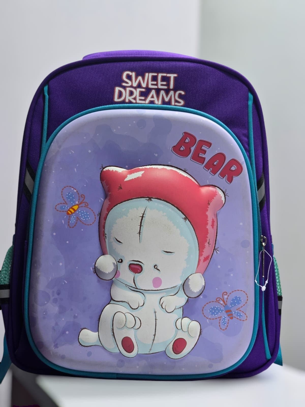 243# Whitesun Purple bear school bag for girls kindergarten bag medium size heavy material