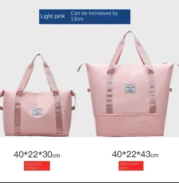 257# Whitesun Expandable duffel Peach (pink) Ladies travel bag medium size gift for women Thumbnail 3