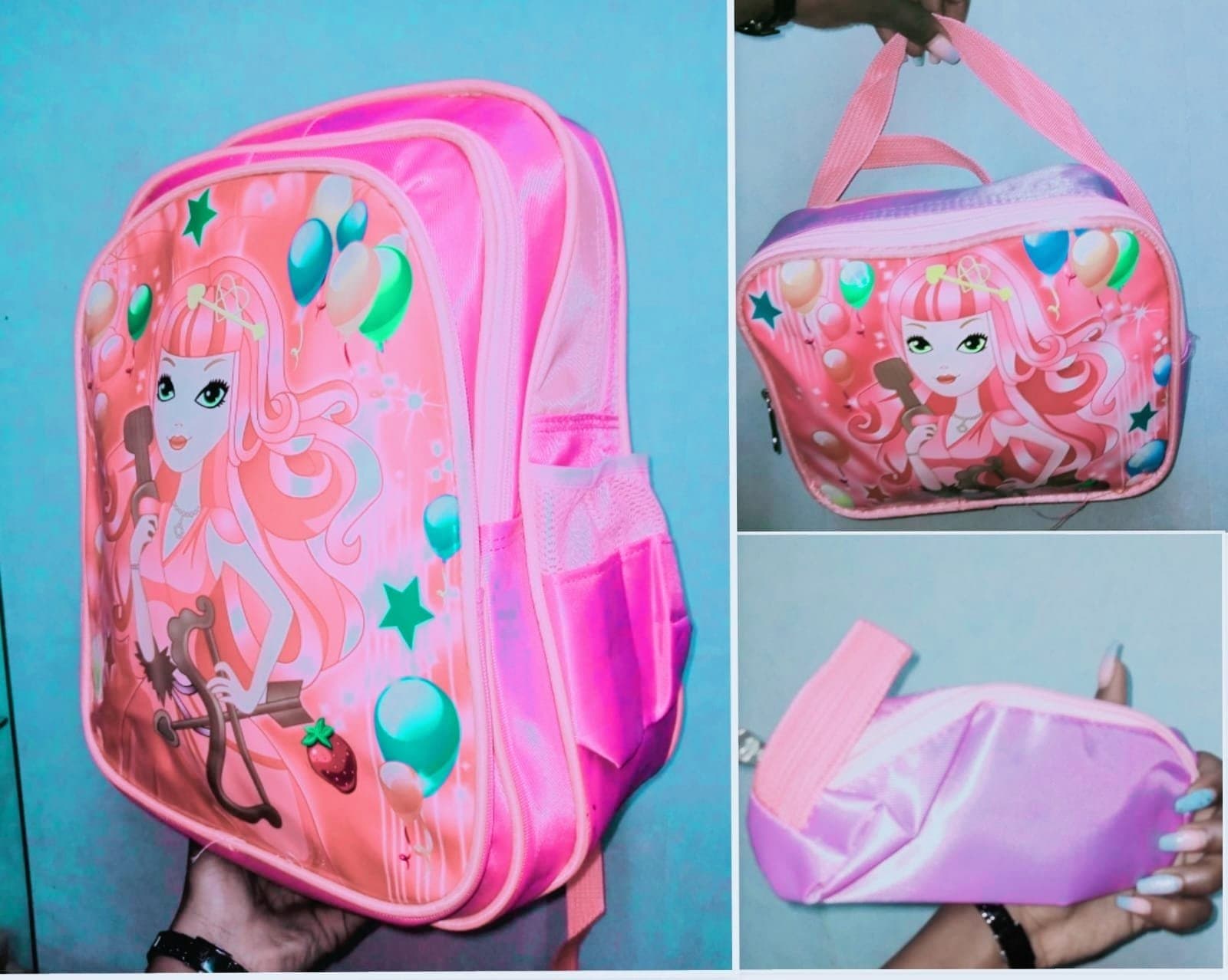 165# Whitesun 3in1 princess school bag lunch bag and pencil pouch