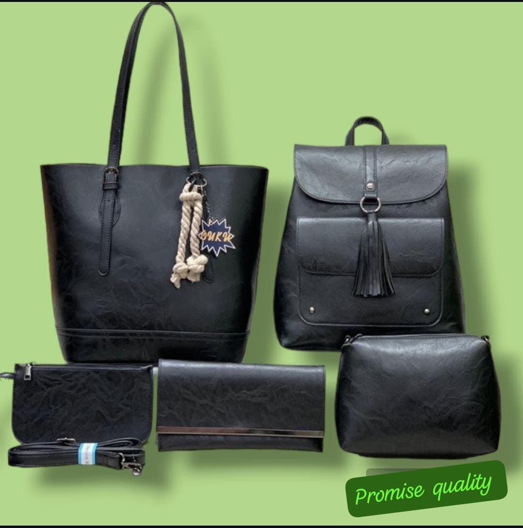 051# Whitesun 5in1 Glossy Leather Ladies Handbag with monkey bag – ideal birthday gift anniversary gift and Valentine’s Day gift idea for wife mom sister auntie girlfriend cousin grandmother Thumbnail 2