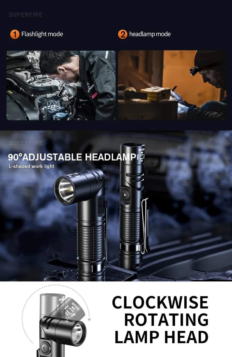 SUPERFIRE G19-S Magnetic Rechargeable Flashlight Thumbnail 4