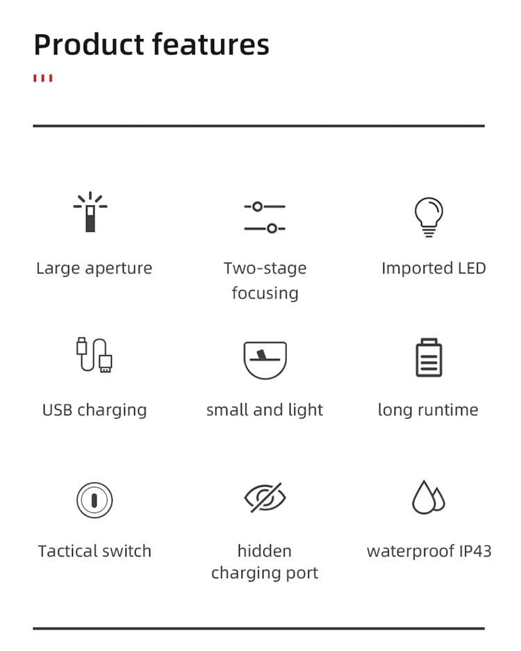 SUPERFIRE F5 1100 Lumen Zoomable Flashlight type c hidden charging port  Thumbnail 7
