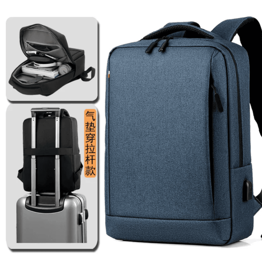 260# Whitesun Hp Slimfit laptop bag with USB cable college bag business backpack blue Thumbnail 4