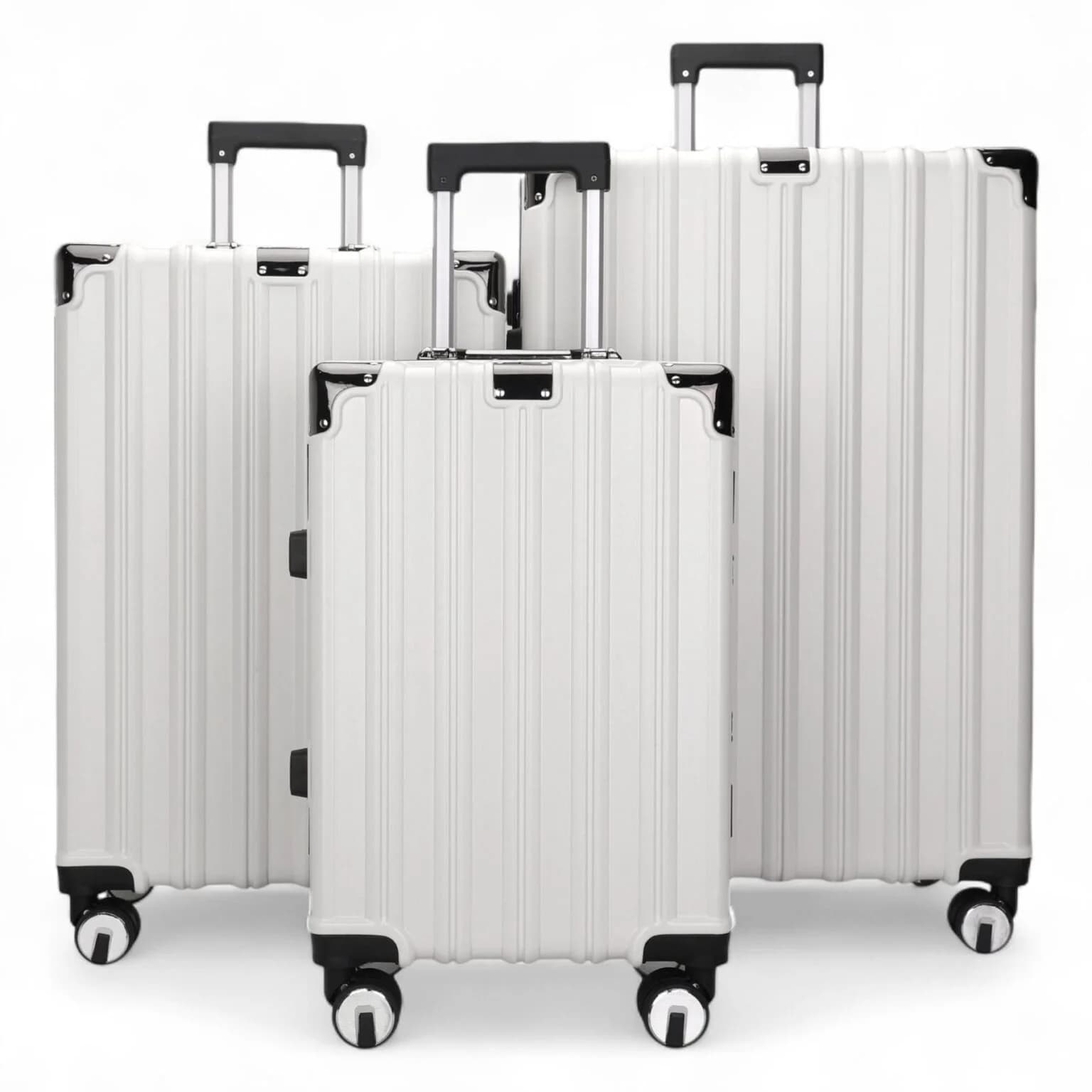 257# Whitesun Regalia Elite white Aluminum Luggage Collection white set zipperless travel suitcase with wheels and pin lock system Thumbnail 2