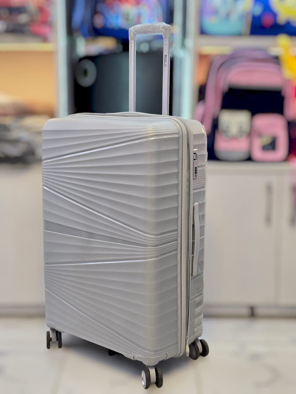 259# Whitesun Rubber Large silver grey light Rubber travel suitcase with wheels 25 kg rolling luggage bag with trolley ideal gift for your travel buddy