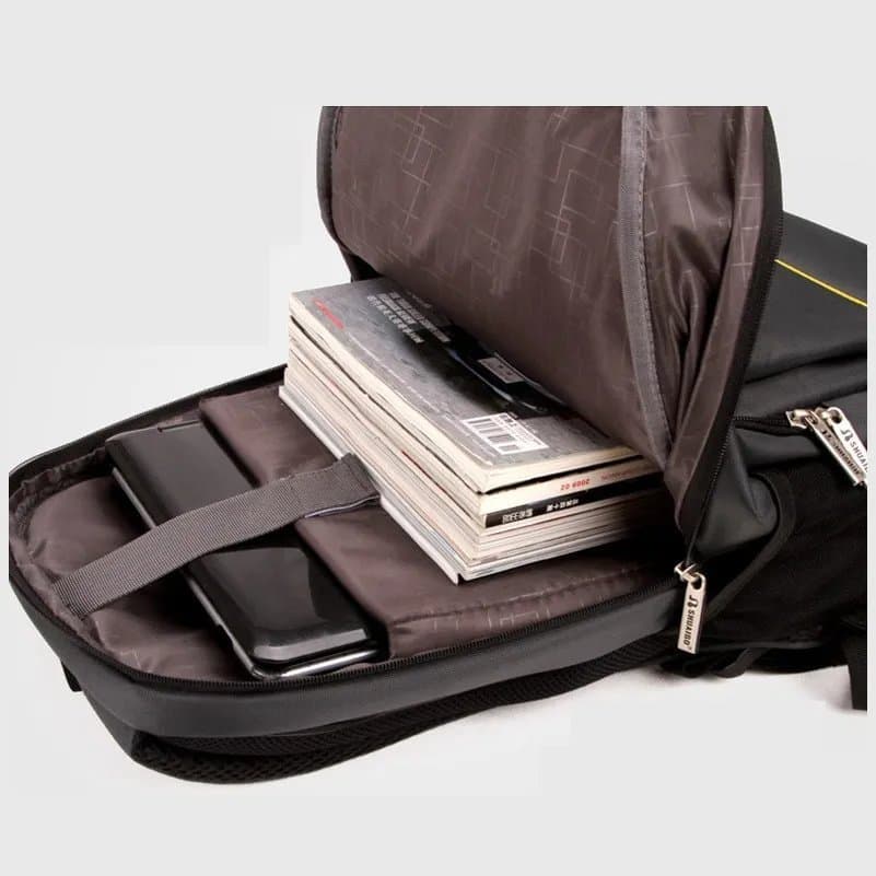 262# Whitesun Unisex Black Laptop Backpack – 48cm Water-Resistant School and Travel Bag with Red Accents, Multi-Compartment Storage, and Padded Straps Thumbnail 2