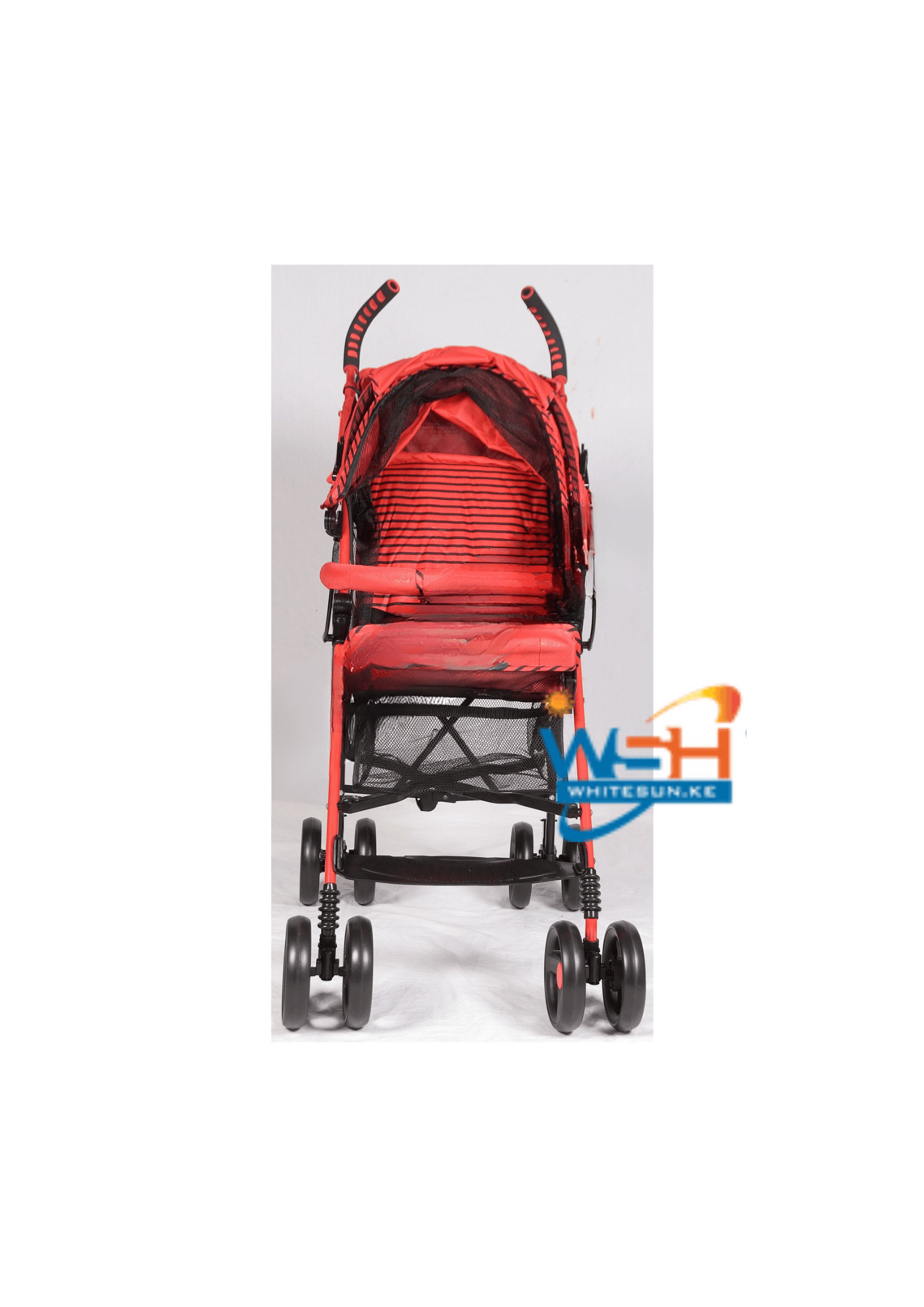 Baby Pram Foldable Medium Weight 30Kg Capacity Iron Purple, Red Thumbnail 2