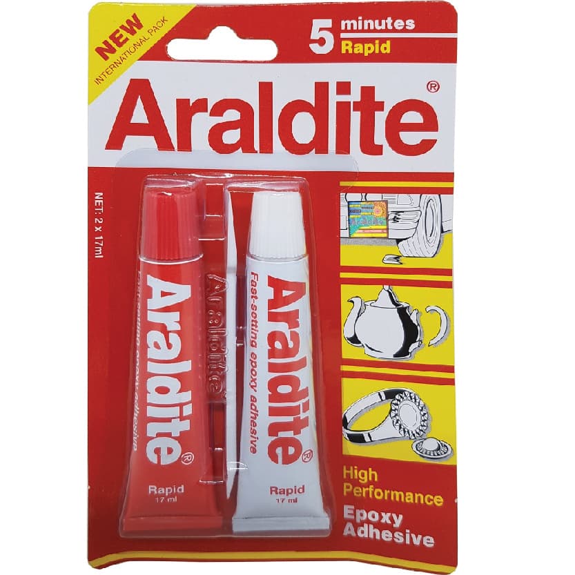 Adhesive 5 Min Rapid 2X17Ml Araldite Red