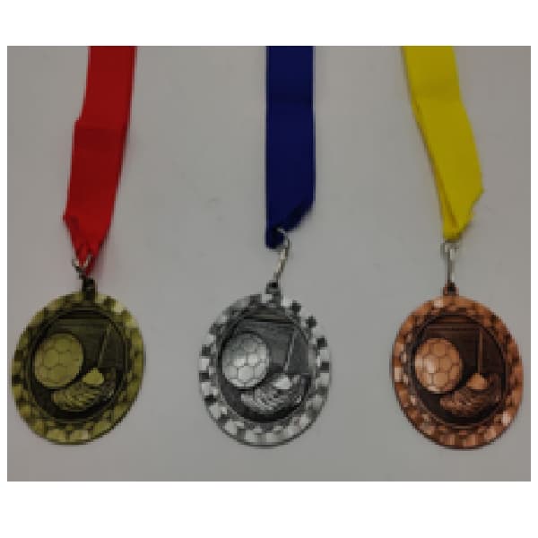 Anitque Bronze Medal With Yellow Ribbon, For Football, Size 64Mm