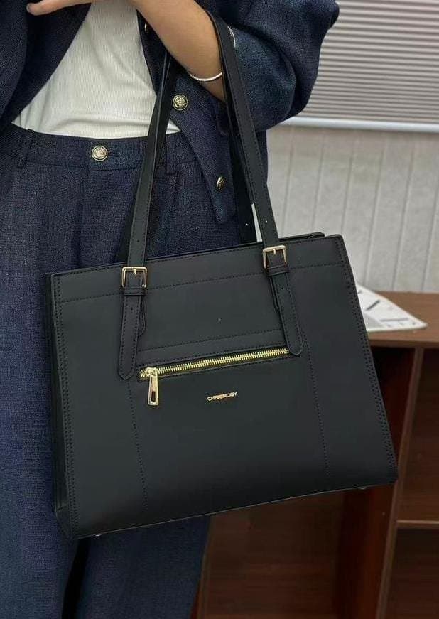 108# Whitesun Waki Black Designer Heavy leather ladies handbag medium size birthday gift for women mom wife girlfriend secret santa gift idea