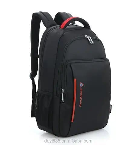160# Whitesun Unisex Black Backpack for School, Work & Travel – Water-Resistant Laptop Bag with Red Detailing, Multi-Zip Compartments & Padded Straps