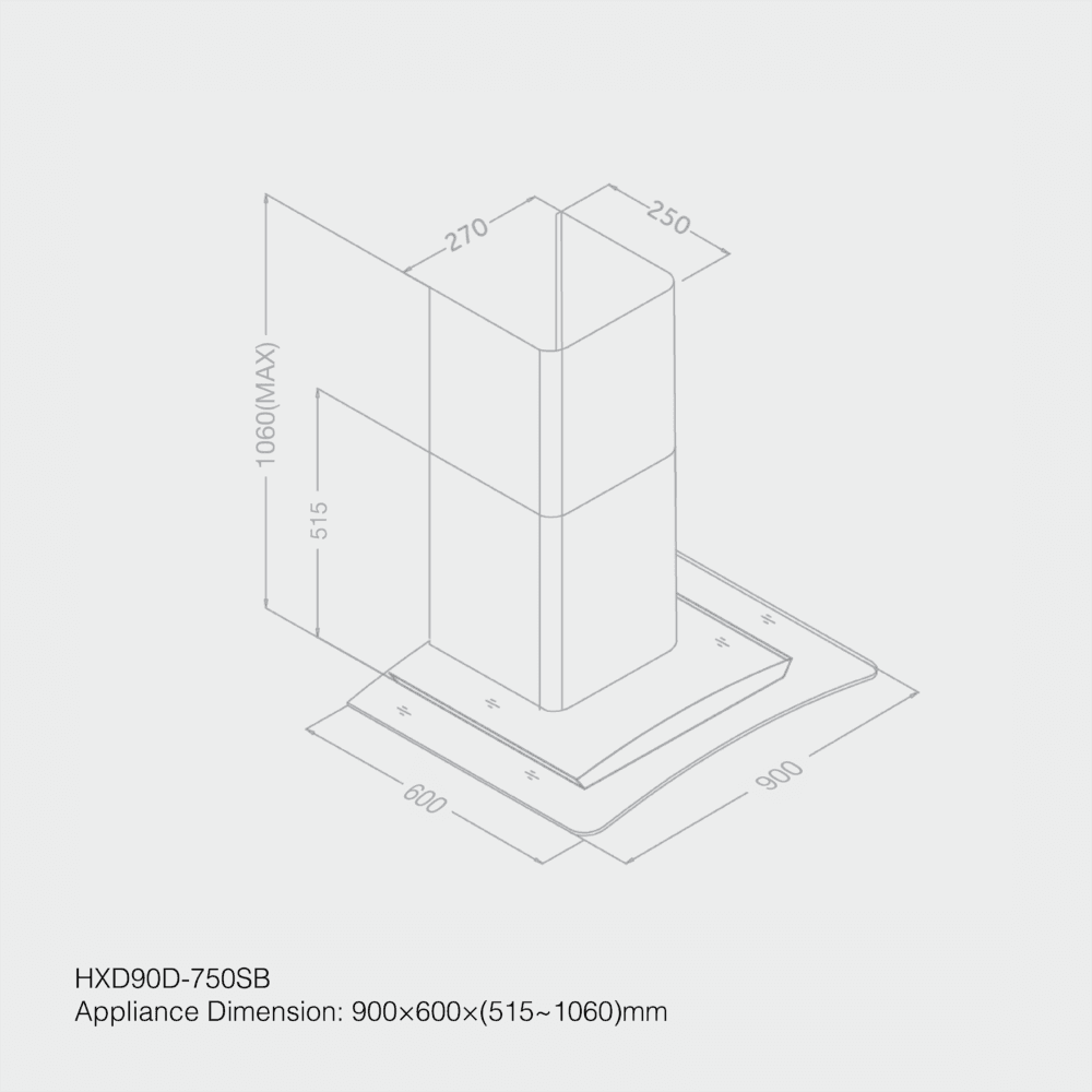 HAIER 90CM KITCHEN CHIMNEY HOOD - HXD90D-750SB