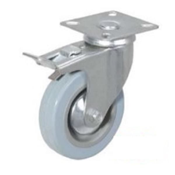 Light duty rubber caster wheel swivel with brake 100mm