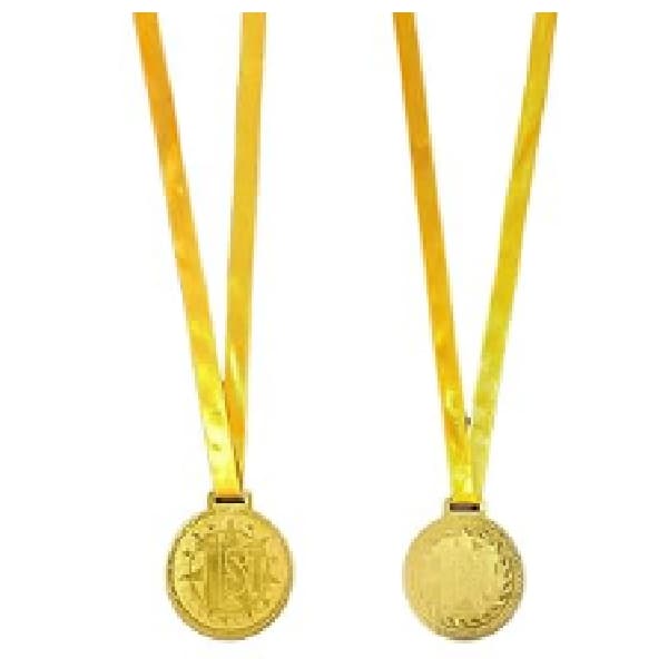 Antique Bronze Medal With Yellow Ribbon, For All Sports And Academics 2nd Position, Size 70Mm
